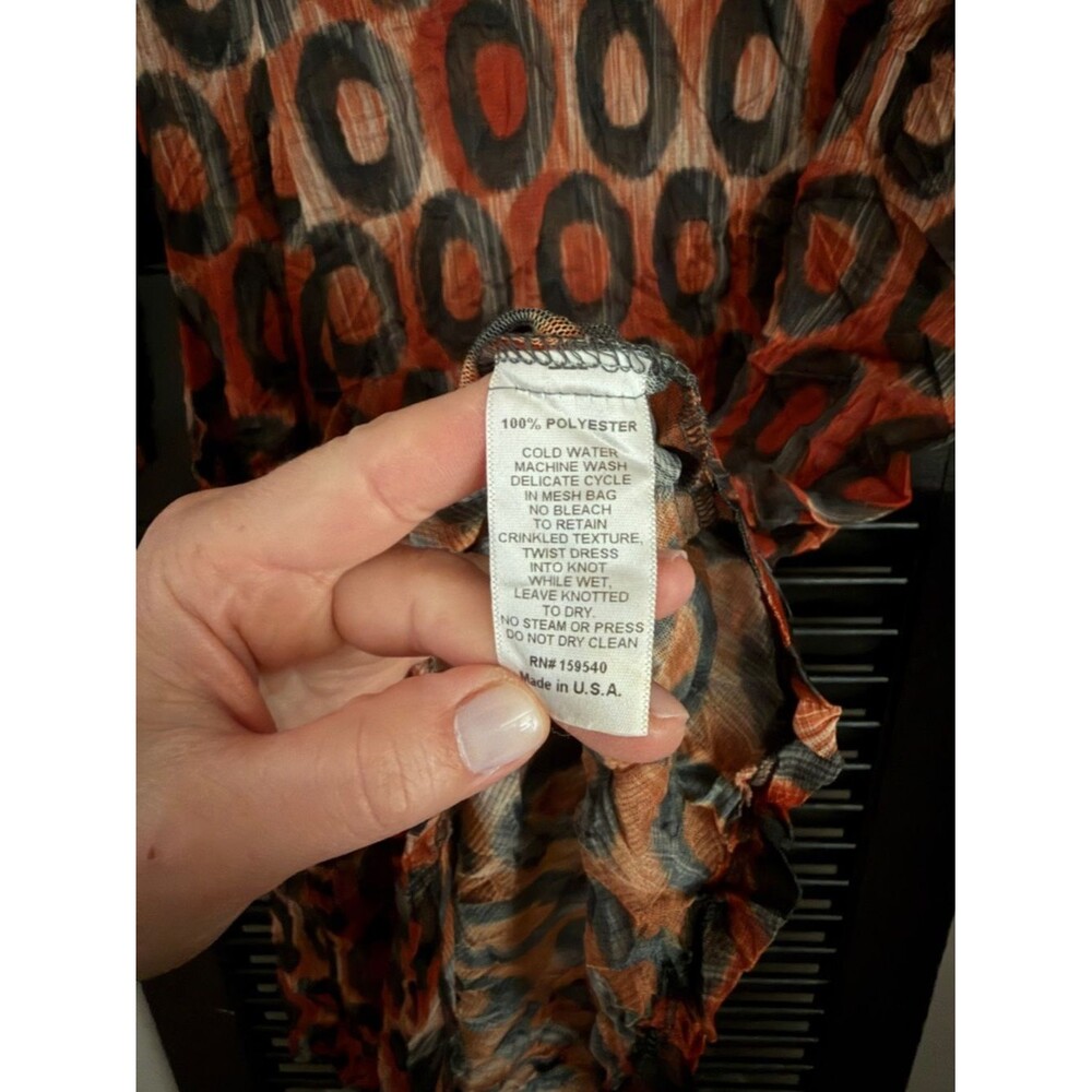 Lisa Bayne Crinkle Dress Size L Asymmetrical - Picture 5 of 8